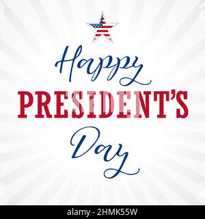 Happy President's Day USA square greeting card. Isolated abstract graphic design template. US colors. Calligraphic letters. Decorative brush calligrap Stock Vector