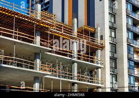 Formwork and building metal supports are used in the modern construction. Stock Photo