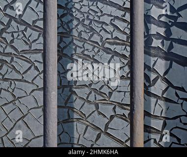Bars and crackle texture on glass window background Stock Photo