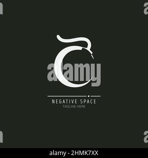 Minimal initial letter C with bomb incorporated. Negative Space abstract Style Modern Vector Editable Stock Vector