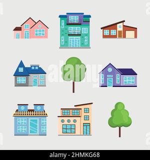 seven dream houses icons Stock Vector