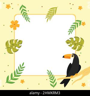 Floral Decorative frame design with touch can bird vector illustration Stock Vector