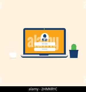 Login page Flat UI Concept design Stock Vector