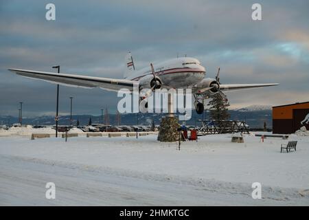 Douglas DC-3 at the Yukon Transportation Museum in Whitehorse, Yukon, Canada Stock Photo