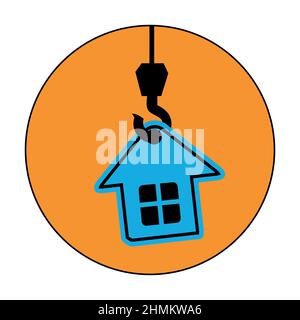 House and Hoist Sign. Services to help move house Stock Vector