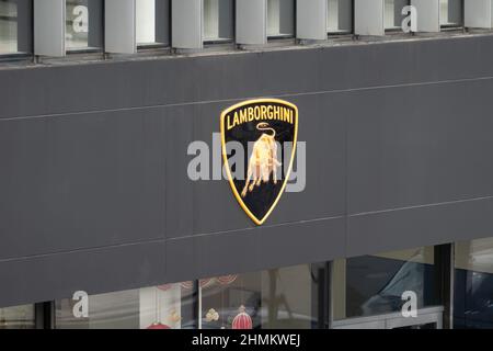 SHANGHAI, CHINA - FEBRUARY 10, 2022 - Lamborghini Shanghai Center, Shanghai, China, February 10, 2022. Stock Photo