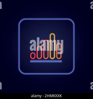 Stylish yellow neon growth graph icon - Vector illustration Stock Vector