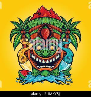 Tiki Tropical Cocktail Drinks Classic Vector illustrations for your work Logo, mascot merchandise t-shirt, stickers and Label designs, poster Stock Vector