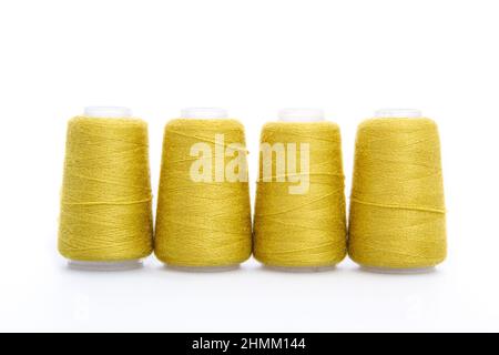 Rows of white cotton threads on vintage automatic loom. The concept of  historical development of weaving in England. Selective focus. Copy space  Stock Photo - Alamy