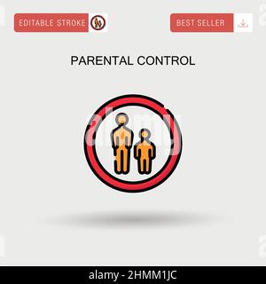Parental control set with flat isolated compositions of gadget icons ...