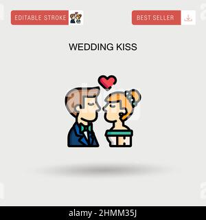 Wedding kiss Simple vector icon. Stock Vector