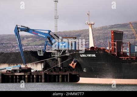 Coal and other resources are imported to Northern Ireland via Belfast Harbour. Stock Photo