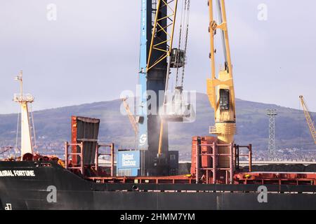 Coal and other resources are imported to Northern Ireland via Belfast Harbour. Stock Photo