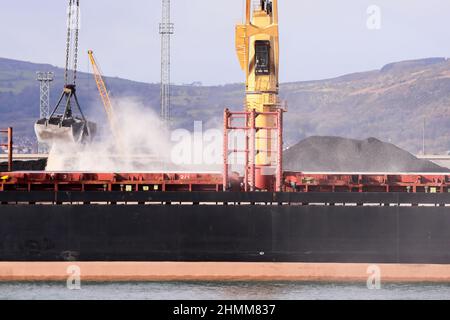 Coal and other resources are imported to Northern Ireland via Belfast Harbour. Stock Photo