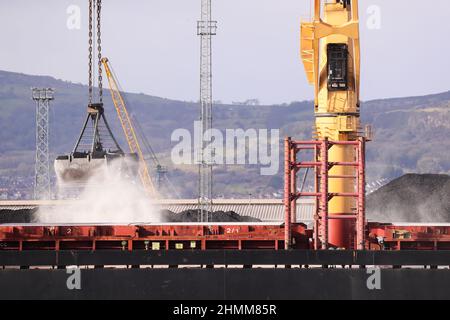 Coal and other resources are imported to Northern Ireland via Belfast Harbour. Stock Photo