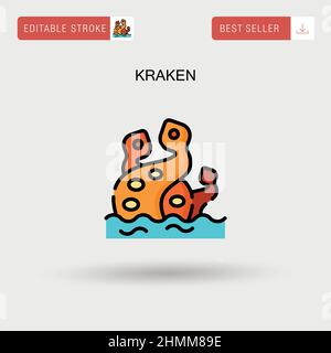 Kraken Simple vector icon. Stock Vector