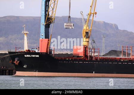 Coal and other resources are imported to Northern Ireland via Belfast Harbour. Stock Photo