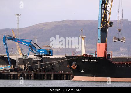 Coal and other resources are imported to Northern Ireland via Belfast Harbour. Stock Photo