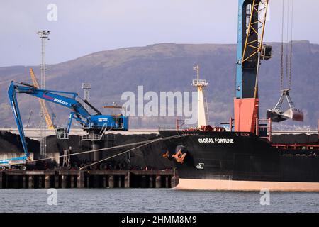 Coal and other resources are imported to Northern Ireland via Belfast Harbour. Stock Photo