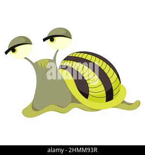 Cute colorful cartoon snail. Isolated on white background. Stock Vector