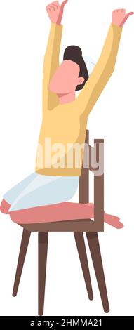 Boy on chair semi flat color vector character Stock Vector