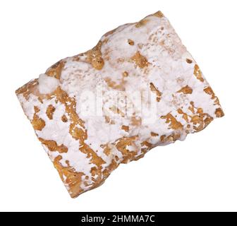 Glazed rectangular gingerbread with raisins isolated on white background, top view Stock Photo