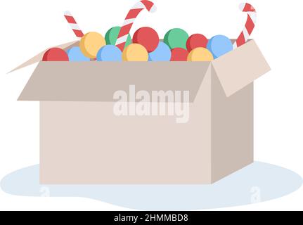 Christmas decorations in box semi flat color vector object Stock Vector