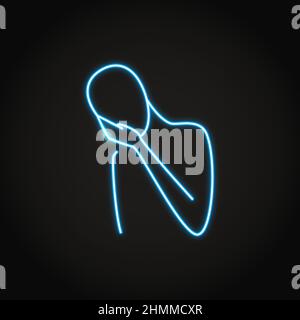 Neon nausea icon in line style. Person with hand to his mouth. Vector illustration. Stock Vector