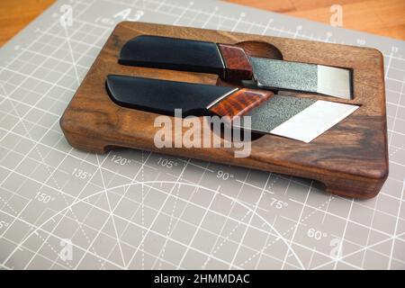 Tanner tools. Skiving knifes. Stock Photo