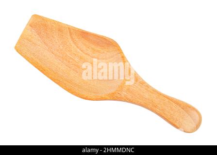 Top view of blank wooden scoop isolated on white background, save clipping path. Stock Photo