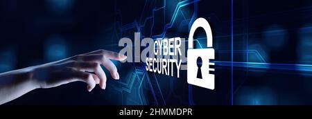 Cyber security information privacy hacking protection padlock icon on screen. Stock Photo