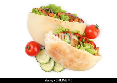 Pitas with chicken isolated on white background Stock Photo