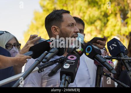 Olivos, Argentina. 10th Feb, 2022. The National Deputy Maximiliano Ferraro making statements after the meeting of the national table of Juntos por el Cambio (JxC). (Photo by Esteban Osorio/Pacific Press) Credit: Pacific Press Media Production Corp./Alamy Live News Stock Photo