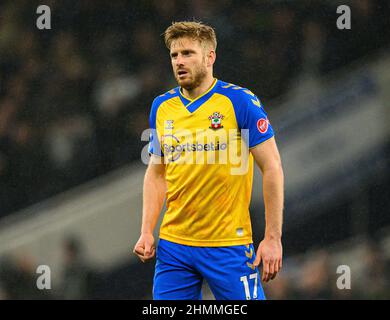 London, UK. 09th Feb, 2022. Southampton's Stuart Armstrong during the match at the Tottenham Hotspur Stadium. Picture Credit : Credit: Mark Pain/Alamy Live News Stock Photo