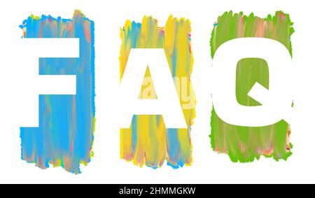 FAQ - Frequently Asked Questions Colorful Painted Blocks Stock Photo