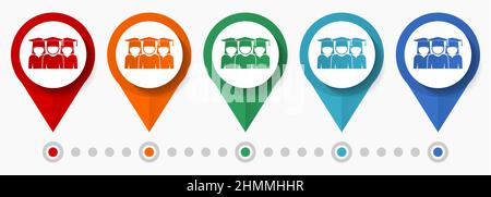 Graduate Students Team Icon set. Flat style vector EPS Stock Vector ...