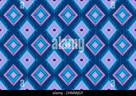 Pastel blue fabric ikat diamond horizontal seamless pattern background ...