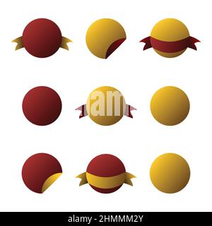 Red and Gold Circle Banner Set. Vector Illustration. Stock Vector