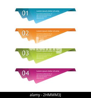 Gradient Colorful Steps Label Infographics Banner Set. Vector Illustration. Stock Vector