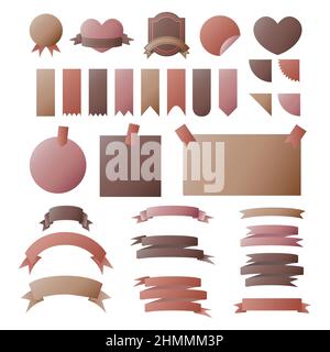 Earth Tone Pastel Banner Set. Vintage Ribbon Collection. Vector Illustration. Stock Vector