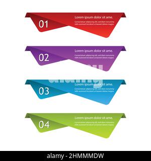 Gradient Colorful Steps Label Infographics Banner Set. Vector Illustration. Stock Vector