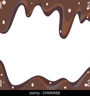 Sweet Brown Chocolate, Coffee Dripping Template Banner. Vector Illustration. Stock Vector