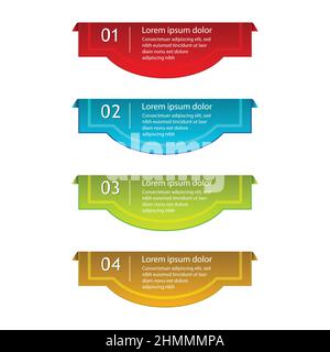 Gradient Colorful Steps Label Infographics Banner Set. Vector Illustration. Stock Vector