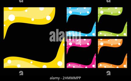 Colorful Wave Template Banner Set. Green, Orange, Blue Yellow, Pink Square Background. Vector Illustration. Stock Vector