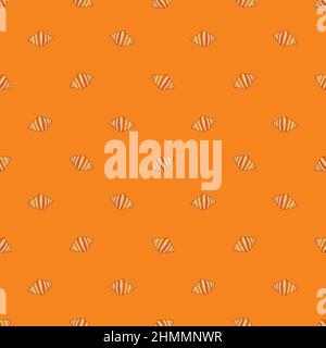 Croissant Seamless on Orange Background. Vector Illustration Stock Vector