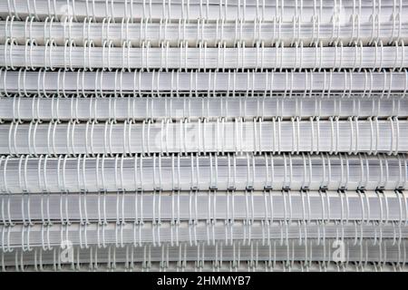 stack of large white notebooks as background Stock Photo