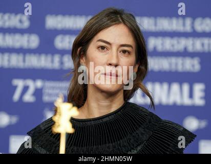 Berlin, Germany. 11th Feb, 2022. Director Natalia Lopez Gallardo at the press conference for the competition film 'Robe of Gems'. The 72nd International Film Festival will take place in Berlin from Feb. 10-20, 2022. Credit: Joerg Carstensen/dpa/Alamy Live News Stock Photo