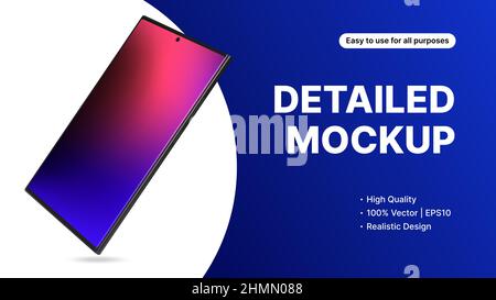 Blue and White Tablet Presentation Mockup. Editable Device Design. Vector illustration Stock Vector