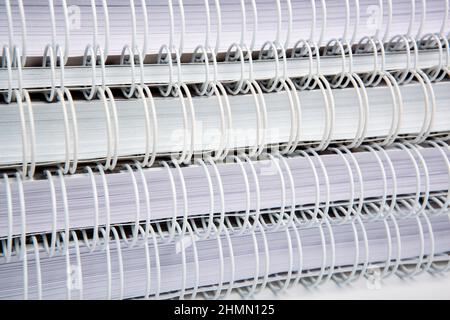 stack of large white notebooks as background Stock Photo
