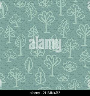 muted green colored forest seamless vector pattern Stock Vector